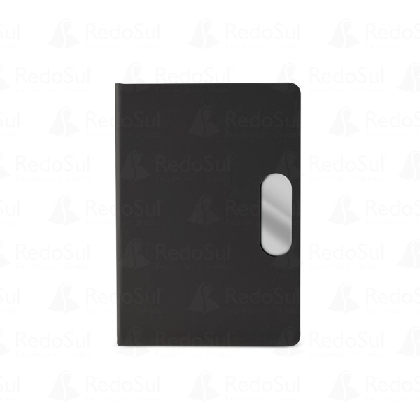 Caderno em PU com placa em metal